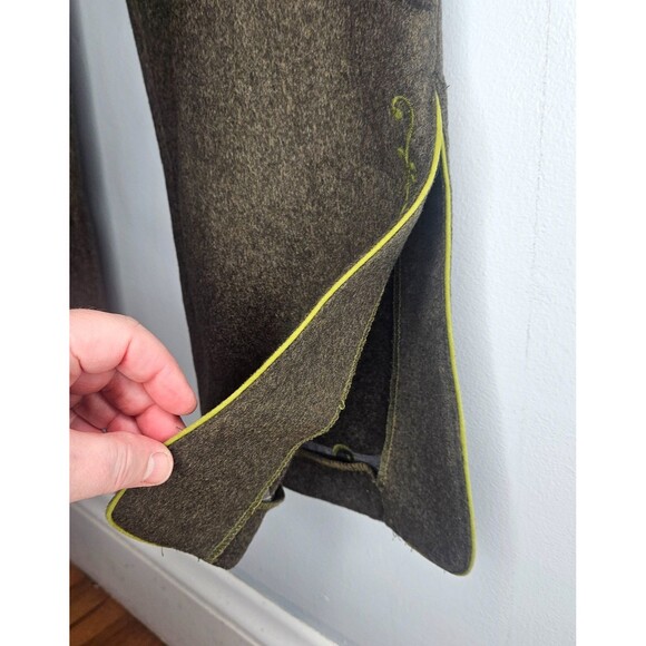 Vtg MOSCHINO Jeans Wool Trouser Pants Women's 8 Embroidered Ankle Slits Green - Picture 6 of 14